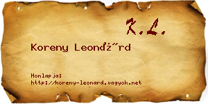 Koreny Leonárd névjegykártya
