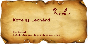 Koreny Leonárd névjegykártya